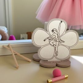 MINI DIFFUSORE ESSENZA FIORE CON BALLERINA IN LEGNO TORTORA E BIANCO