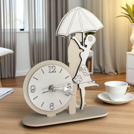 OROLOGIO LEGNO INNAMORATI SOTTO OMBRELLO BOMBONIERE MATRIMONIO