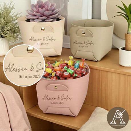 RAFFINATO VASSOIO IN ECOPELLE CON BOTTONI DORATI PERSONALIZZABILE