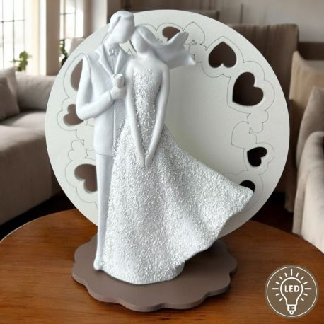 LAMPADA LED TONDA CON SPOSI ELEGANTI BOMBONIERA ROMANTICA UNICA