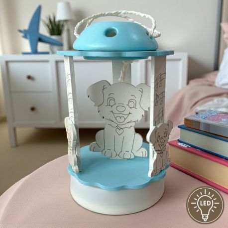 CARILLON CON LAMPADA LED "DOLCI SOGNI" PER BATTESIMO MASCHIETTO
