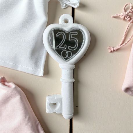 APPLICAZIONE CHIAVE E CUORE PER BOMBONIERE 25° ANNIVERSARIO MATRIMONIO