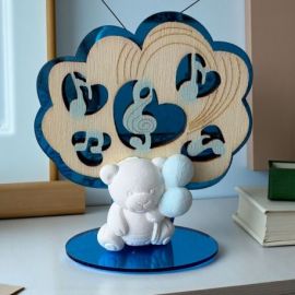 ALBERELLO CON ORSETTO E NOTE MUSICALI: BOMBONIERA BATTESIMO E NASCITA