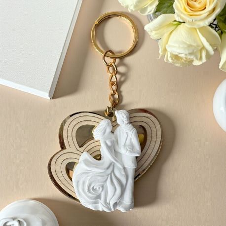 PORTACHIAVI CUORI CON SPOSINI: BOMBONIERA PER MATRIMONIO E ANNIVERSARIO