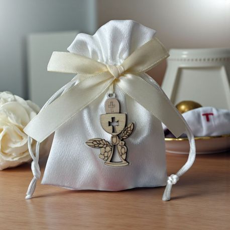 SACCHETTINO PORTACONFETTI CON CALICE E OSTIA PER PRIMA COMUNIONE