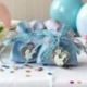 SACCHETTO PORTACONFETTI CELESTE CON CUORE PER NASCITA BAMBINO