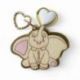 APPLICAZIONE ELEFANTINO ROSA CON CIONDOLO CUORE PER BOMBONIERE BIMBA