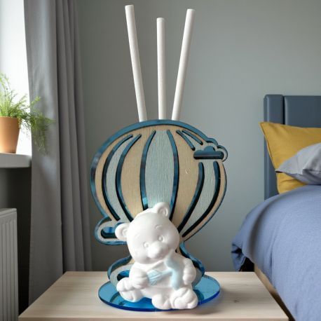 PROFUMATORE MONGOLFIERA CON ORSETTO: BOMBONIERA PER BATTESIMO E NASCITA