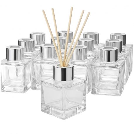 SPARGIESSENZE BOTTIGLIA IN VETRO CUBICA PER PROFUMATORI PROFUMI IDEE FAI DA TE BOMBONIERE