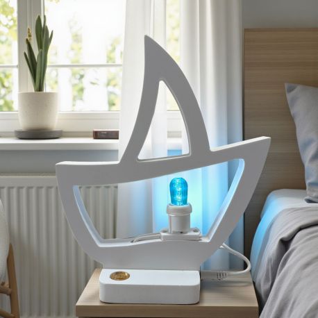 LUMINARIE DA TAVOLO A FORMA DI BARCA PER BATTESIMI E COMUNIONI