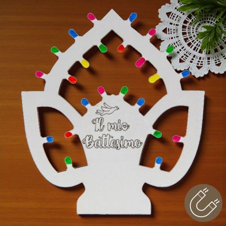 CALAMITA LUMINARIA A FORMA DI PUMO: BOMBONIERA UNICA PER BATTESIMO