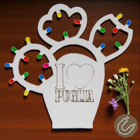 CALAMITA CACTUS LUMINARIE "I LOVE PUGLIA" PER BOMBONIERE UNICHE
