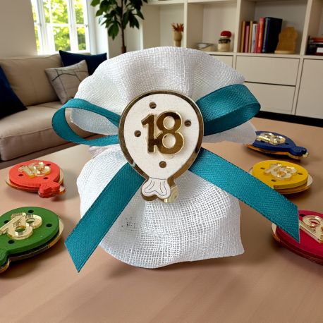 SACCHETTO PORTACONFETTI PALLONCINO CALAMITA NUMERO 18 ASSORTITO