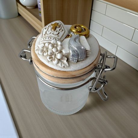 VASETTO PORTA SPEZIE CON SIMBOLI CRESIMA PORTACONFETTI ORIGINALI