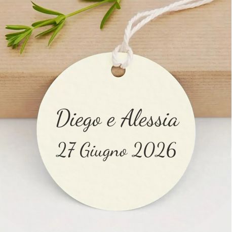 TAG ROTONDO PERSONALIZZABILE IN CARTONCINO PER BOMBONIERE