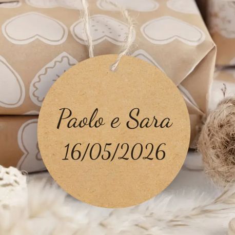 TAG ROTONDO PERSONALIZZABILE IN CARTONCINO PER BOMBONIERE