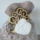 SACCHETTO PORTACONFETTI BEIGE CON ALBERO DELLA VITA LEGNO E ORO
