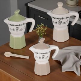 ZUCCHERIERA A FORMA DI MOKA CON CUCCHIAINO IN LEGNO PER EVENTI UNICI