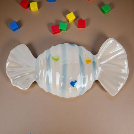 MAGNETE A FORMA DI CARAMELLA CON CUORICINI BOMBONIERE ORIGINALI PER NASCITA BIMBO