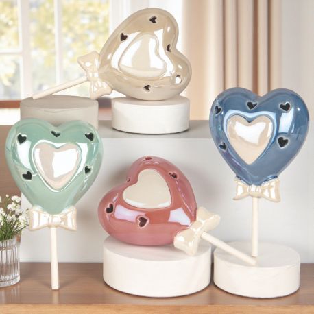 LAMPADA LED PALLONCINO DOPPIO CUORE CON CUORINI TRAFORATI PER BOMBONIERE