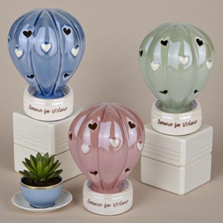 LAMPADA LED MONGOLFIERA CON CUORICINI UNA BOMBONIERA UNICA D'AMORE