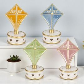 BOMBONIERA LAMPADA LED AQUILONE IN PORCELLANA CON SCRITTA SOGNARE FA VOLARE