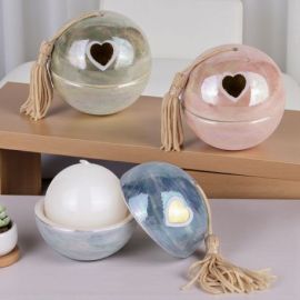 PORTACANDELA A SFERA TRAFORATO CON CUORICINI PER BOMBONIERE ORIGINALI