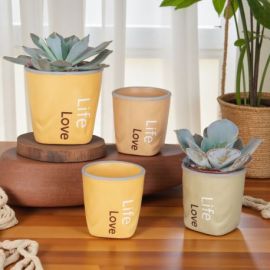 VASO PORTAPIANTE CON SCRITTE LOVE LIFE BOMBONIERA UNICA PER EVENTI