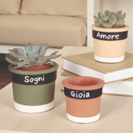 VASO PORTAPIANTE CON SCRITTE GIOIA, AMORE E SOGNI BOMBONIERA UNICA