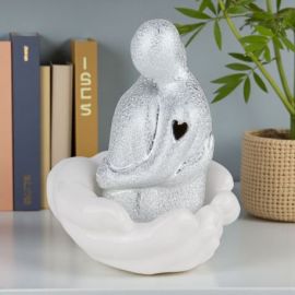 BOMBONIERA LAMPADA LED CON COPPIA ARTISTICA SU MANI E CUORI PER MATRIMONIO