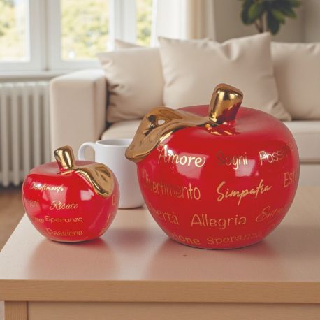 MELA ARTISTICA ROSSA BOMBONIERA CON PAROLE D'AMORE PER EVENTI SPECIALI