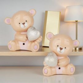 LAMPADA LED ORSETTO CON CUORICINO IDEALE PER BOMBONIERE BATTESIMO BIMBA