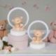 LAMPADA ORSETTO CON CUORICINO BOMBONIERA ORIGINALI PER BATTESIMO BIMBA