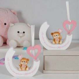 PROFUMATORE AMBIENTE CON ORSETTO CON PALLONCINO TRA LE MANI E FRASE BOMBONIERE BIMBA