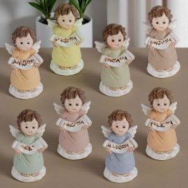 STATUINA DIVINO ANGIOLETTO CON PERGAMENA CON PAROLE BOMBONIERA UNICA PER BATTESIMO