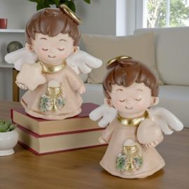 STATUINA ANGIOLETTO CON ALI PER BOMBONIERA PRIMA COMUNIONE UNICA