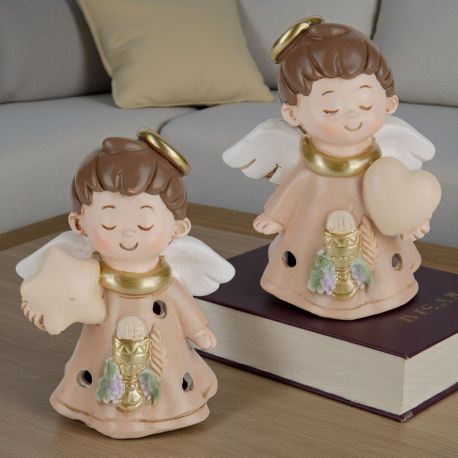 LAMPADA LED ANGIOLETTO ASSORTITO E SIMBOLI SACRI CALICE E OSTIA PRIMA COMUNIONE