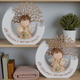 STATUINE ANGIOLETTO CON ALBERO DELLA VITA E SIMBOLI SACRI PRIMA COMUNIONE