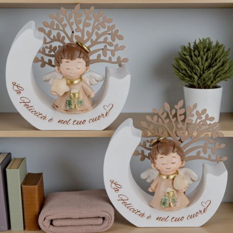 STATUINE ANGIOLETTO CON ALBERO DELLA VITA E SIMBOLI SACRI PRIMA COMUNIONE