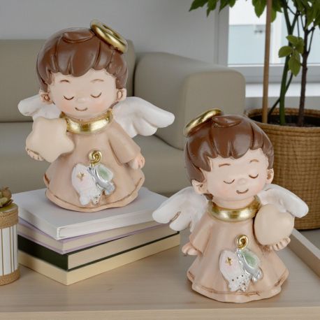 STATUINA ANGIOLETTO CON AUREOLA PER BOMBONIERE SANTA CRESIMA