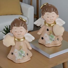 LAMPADA LED ANGIOLETTO CON STELLA O CUORE IN MANO E SIMBOLI SACRI PER CRESIMA