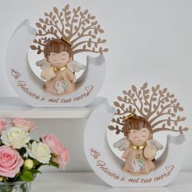 BOMBONIERA ANGIOLETTO CON CUORE E ALBERO DELLA VITA PER CRESIMA