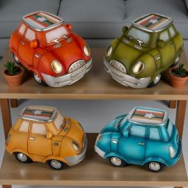 BOMBONIERA SALVADANAIO MACCHININA IDEALE PER COMUNIONE E CRESIMA