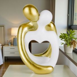 STATUINA COPPIA ARTISTICA CUORE CHE SI BACIA IN RESINA PER BOMBONIERE NOZZE