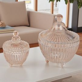 BOMBONIERA SCATOLA IN VETRO CON TRE PIEDI E COPERCHIO PER MATRIMONIO