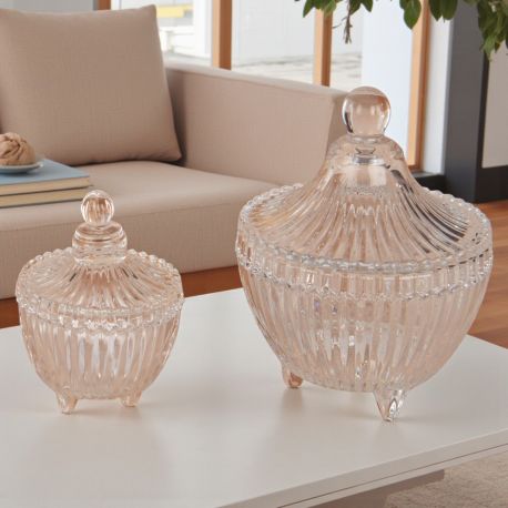 BOMBONIERA SCATOLA IN VETRO CON TRE PIEDI E COPERCHIO PER MATRIMONIO