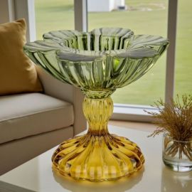 PORTACANDELA FIORE GREEN IN VETRO PER BOMBONIERE MATRIMONIO