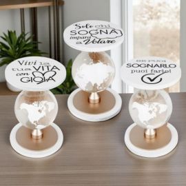 BOMBONIERA MAPPAMONDO GIREVOLE CON FRASI ISPIRATRICI PER EVENTI