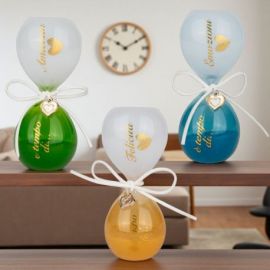 CLESSIDRA ASSORTITA CON FRASI MOTIVAZIONALI E CUORICINO BOMBONIERE ORIGINALI