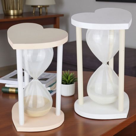 CLESSIDRA CON BASI A CUORE BOMBONIERA ORIGINALE PER MATRIMONI E ANNIVERSARI